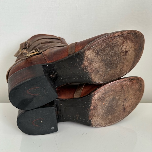 Freebird by Steven- Sammi Boot Multi Strap Leather Ankle Booties Cognac Size 10 - Picture 12 of 15